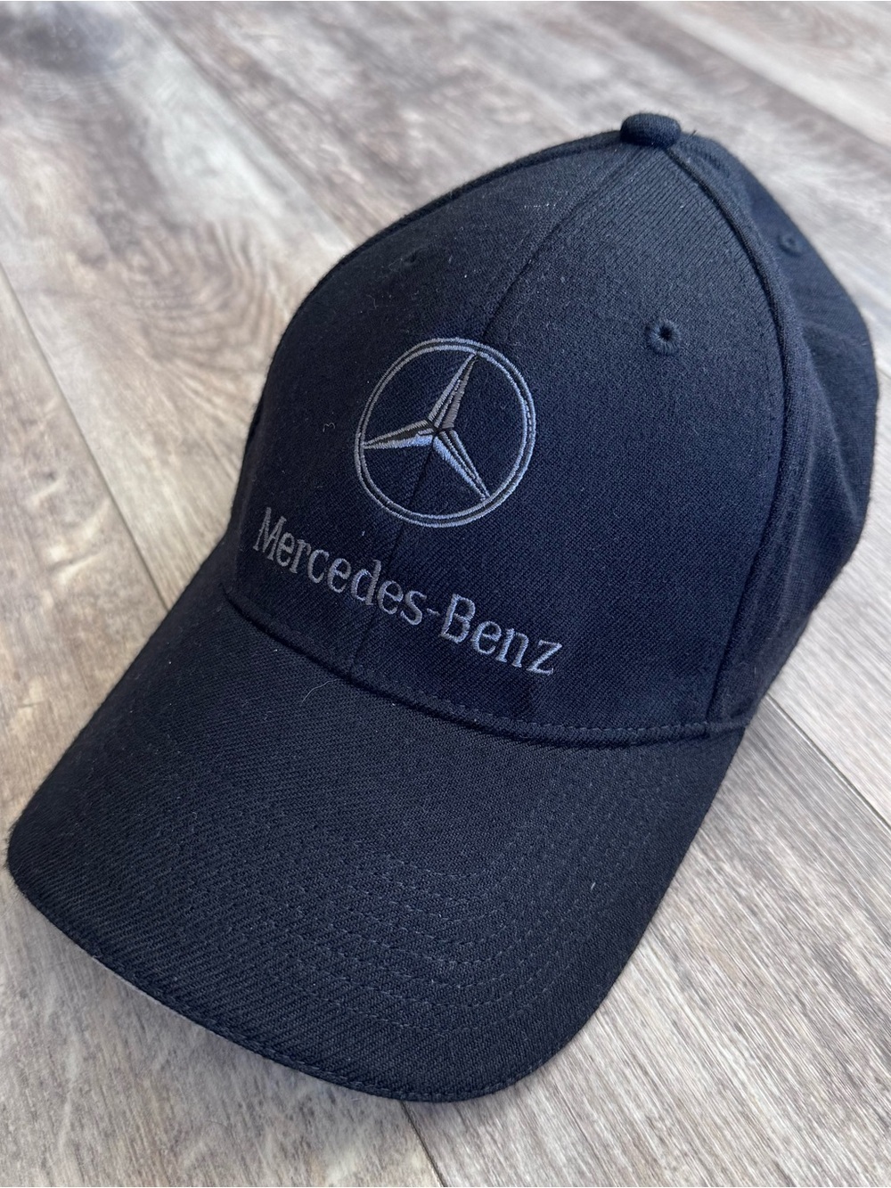 Mercedes-Benz Black Embroidered Logo Baseball Cap - Poly and Wool Blend